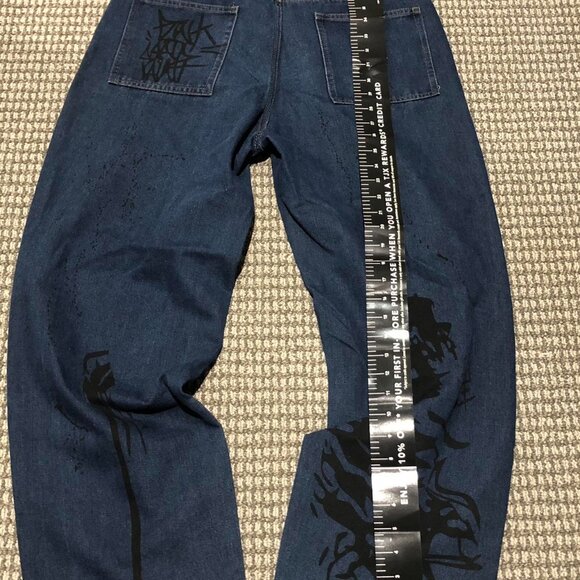 Sick Rare vintage 90s baggy Japanese denim jeans with unique painted design - Picture 3 of 8